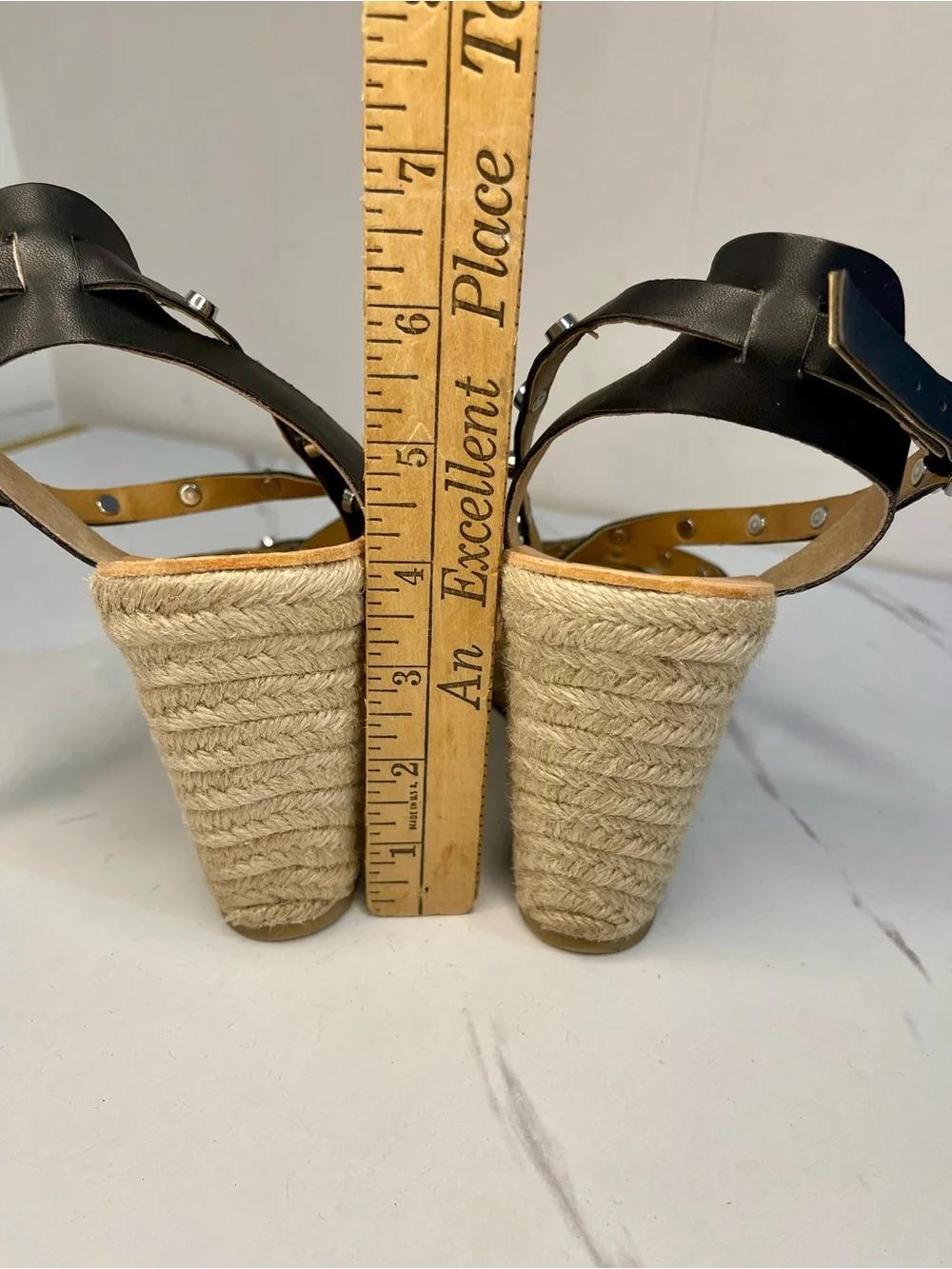 Dolce Vita Black Studded Straps Espadrille Wedge Sandal Size 8